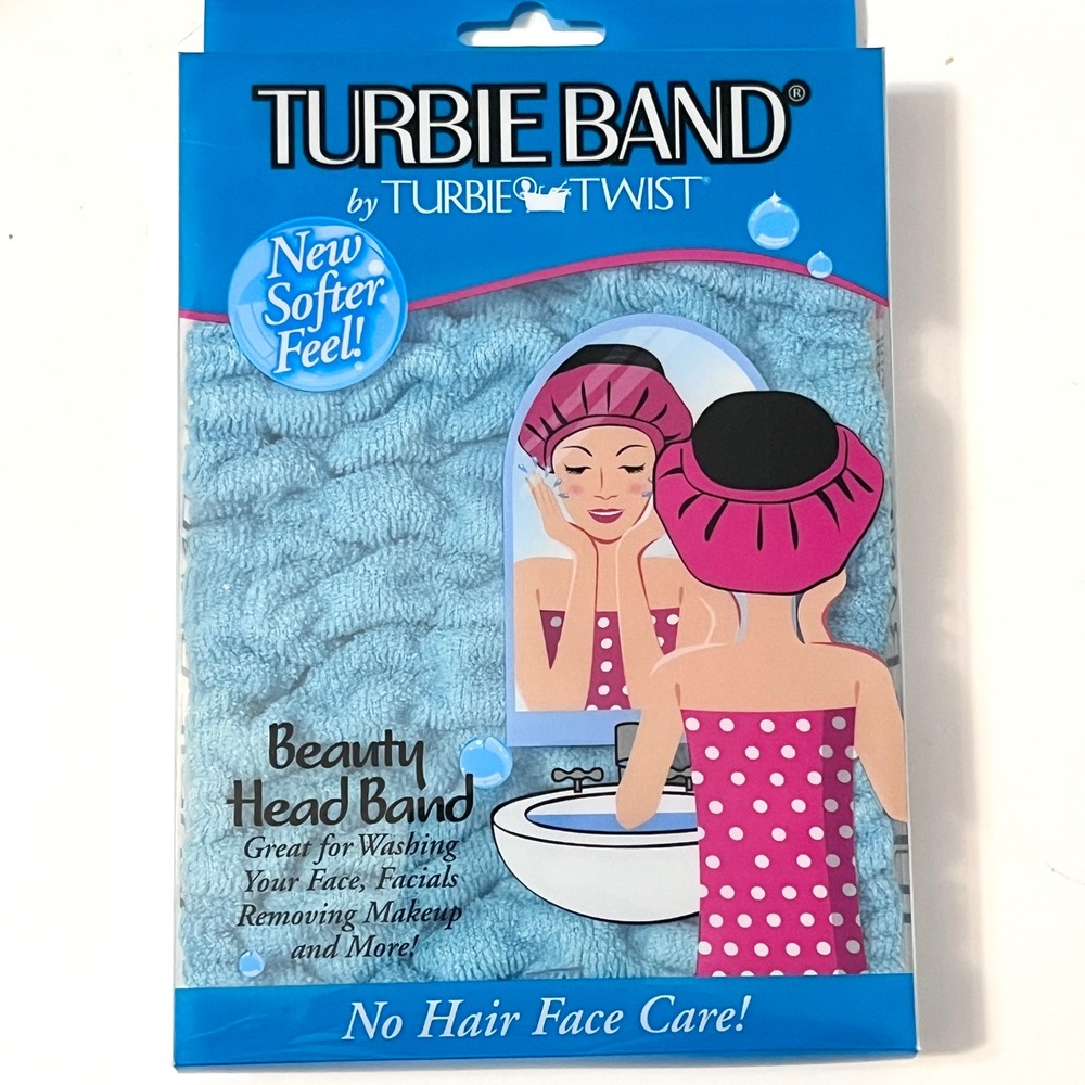 Turbie Twist Turbie Band Blue Head Band Makeovers Makeup Facial Spa Holds Hair